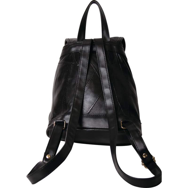 Maxam Italian Mosaic Design Black Lambskin Leather Backpack/Purse LUPURSE3