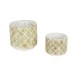 ABSTRACT GOLD AND WHITE CEMENT FLOWER POT SET/2