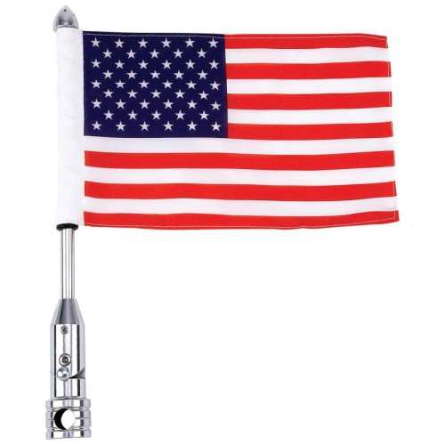 Diamond Plate Motorcycle Flagpole Mount with 2-Ply Polyester USA Flag