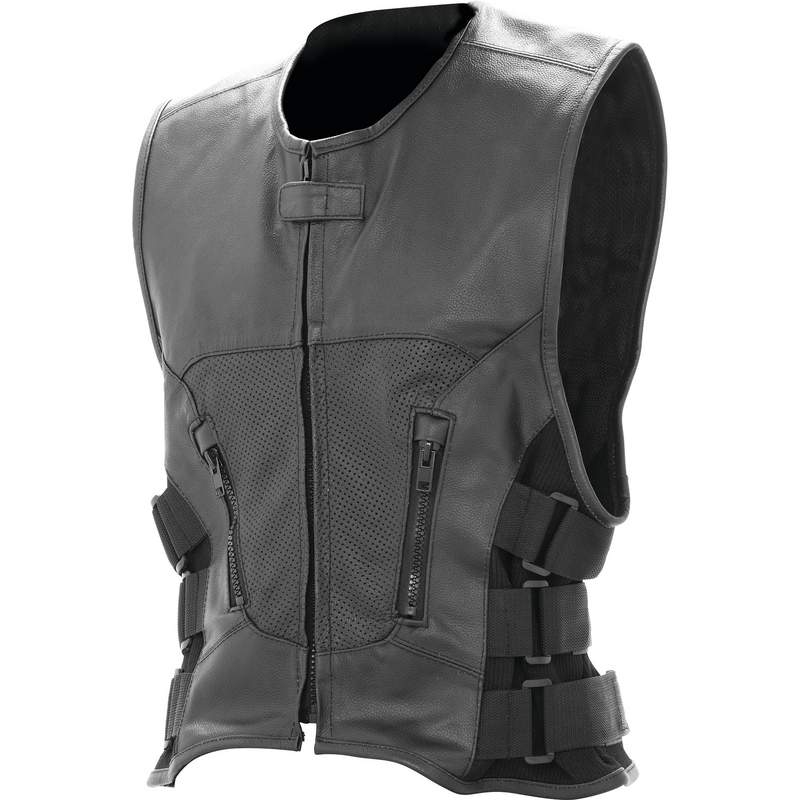 Solid Buffalo Leather Motorcycle Vest with Side Straps - Medium BKVBPM