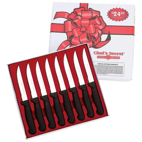 Chef's Secret 8pc Surgical Stainless Steel Blade Steak Knife Set