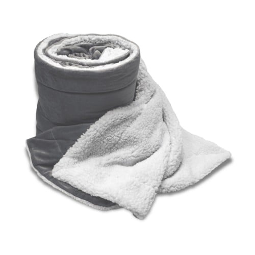 Oversize Gray Flannel Fleece Throw Blanket Measures 60 x 72 Inches.