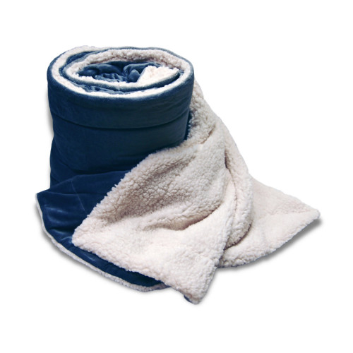 Oversize Navy Flannel Fleece Throw Blanket Measures 60 x 72 Inches.