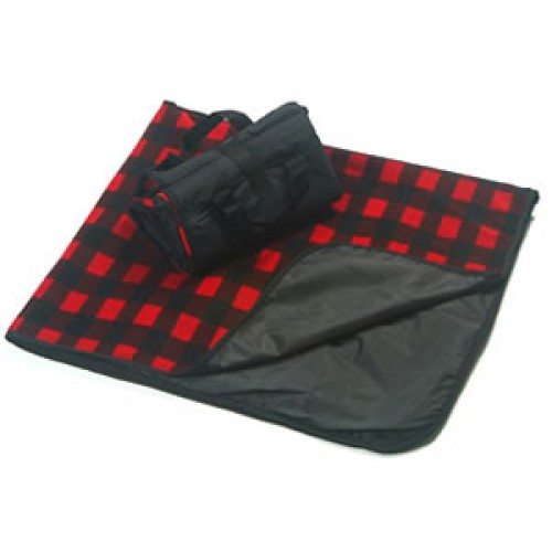 Red and Black Outdoor Waterproof Quilted Fleece Blanket Measures 50" X 60"