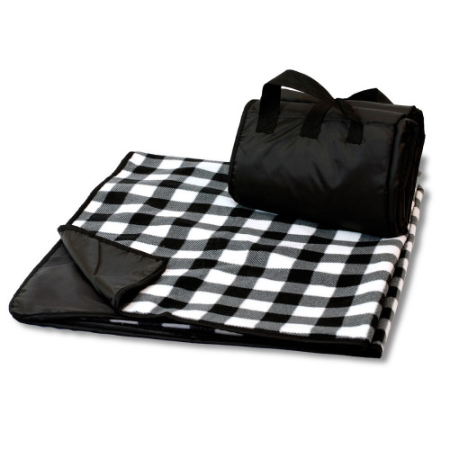 White and Black Outdoor Waterproof Quilted Fleece Blanket Measures 50" X 60"