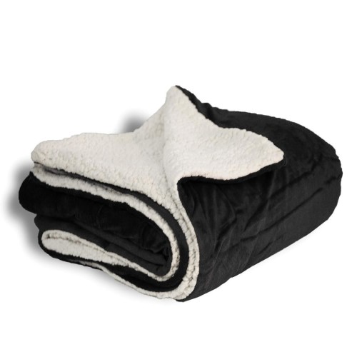 Faux Micro Mink Sherpa Throw Blanket in Black Measures 50" x 60"