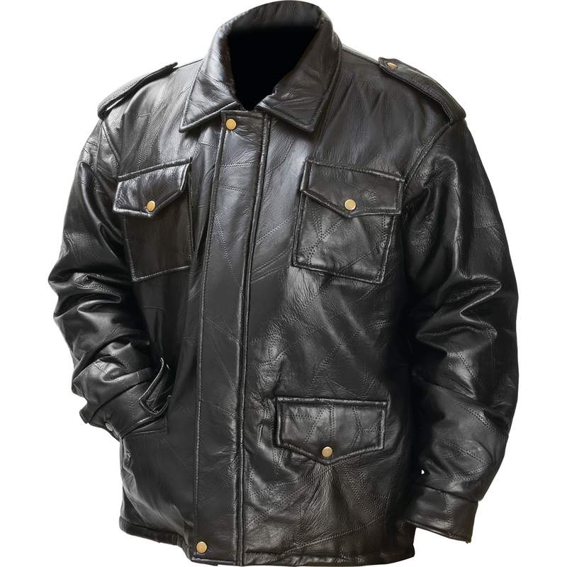 Giovanni Navarre Leather Field Jacket with Full Lining - Medium GFFJM