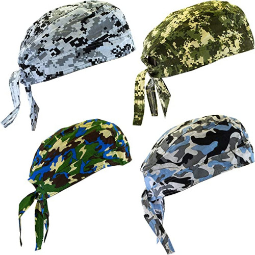 Diamond Plate 4pc Assorted Cotton Camo Skull Cap Set