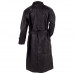 Italian Stone Design Black Leather Trench Coat - Size X-Large