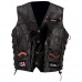 Black Buffalo Leather Vest with Biker Patches - Size 2X