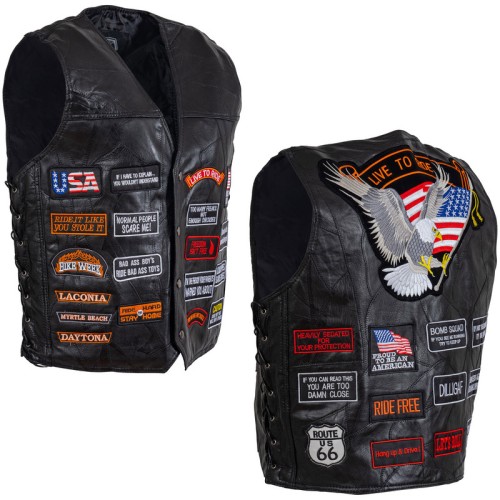 Buffalo Leather Motorcycle Vests for Men - Size 2X