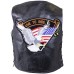 Diamond Plate Rock Design Genuine Buffalo Leather Vest with Eagle Patch - Size 2X
