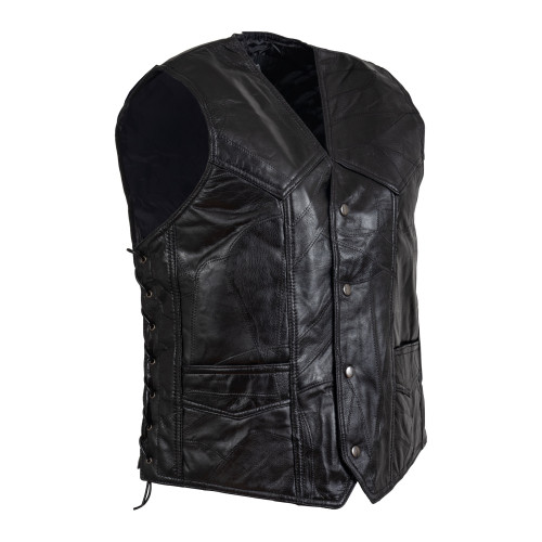 Buffalo Leather Vest with Side Laces - Size Large