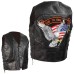 "Live to Ride" Biker Vest in Leather with Eagle and Stars and Stripes Patch - Size X-Large