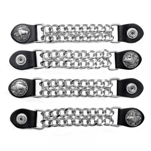 Diamond Plate 4pc Vest Extender Set with Buffalo Head Nickel Medallions