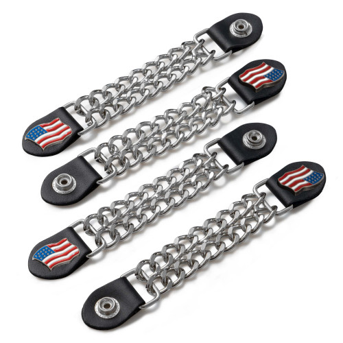 Diamond Plate 4pc Vest Extender Set with USA Flag Medallions