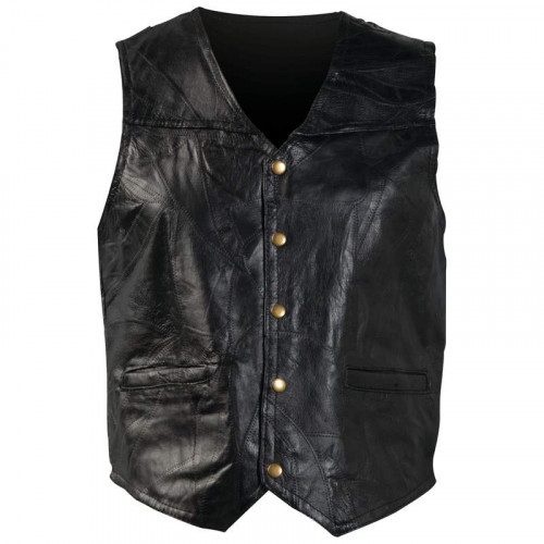 Giovanni Navarre Italian Stone Design Black Leather Vest - Size Small