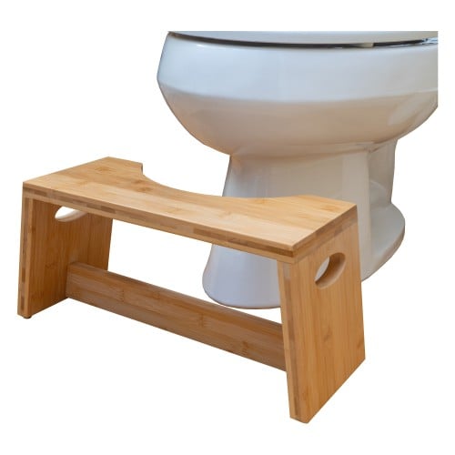 Cool Stool by MAXAM Bamboo Toilet Stool with Non-Skid Feet