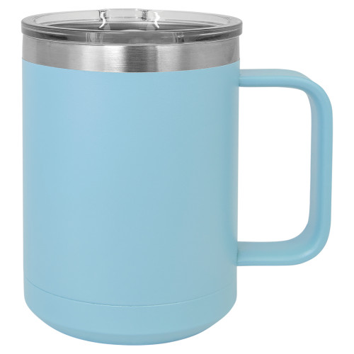 15 Ounce Lite Blue Polar Camel Stainless Steel, Double Wall Vacuum Mug 