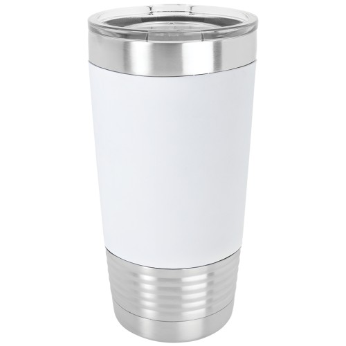 20 Ounce Stainless Steel White Polar Camel Travel Mug with Clear Lid