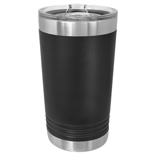 16 Ounce Stainless Steel Black Polar Camel Pint with Slider Lid