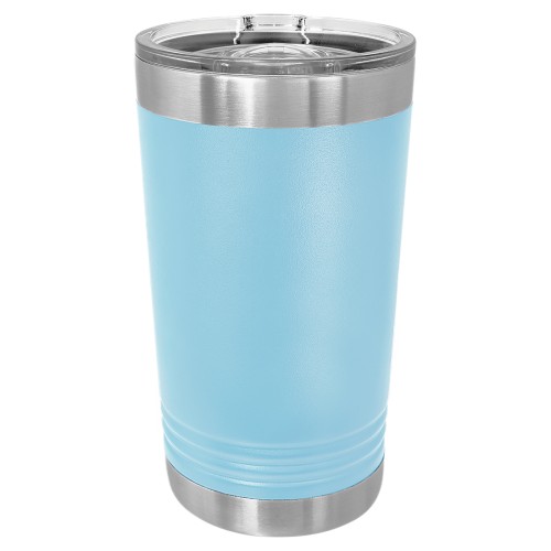 16 Ounce Stainless Steel Lite Blue Polar Camel Pint with Slider Lid