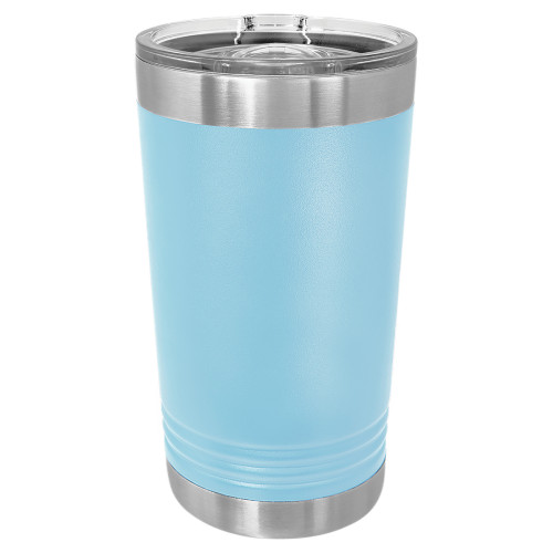 16 Ounce Stainless Steel Lite Blue Polar Camel Pint with Slider Lid