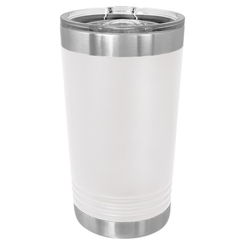 16 Ounce Stainless Steel White Polar Camel Pint with Slider Lid
