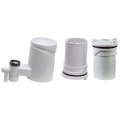 In-Line Faucet Filter includes Filter, Adapter Fittings, and Washers