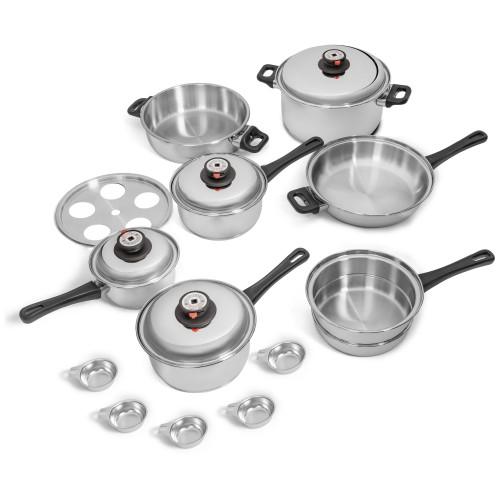 Maxam 9-Element 17 piece Set Cookware  with Steam Control 