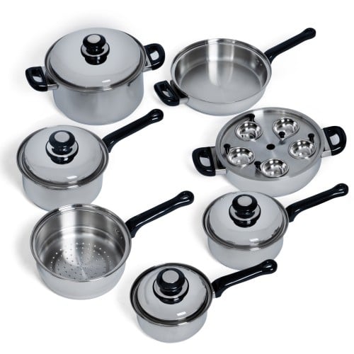 17pc Heavy-gauge T304 Stainless Steel Cookware Set