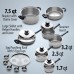 17pc Heavy-gauge T304 Stainless Steel Cookware Set