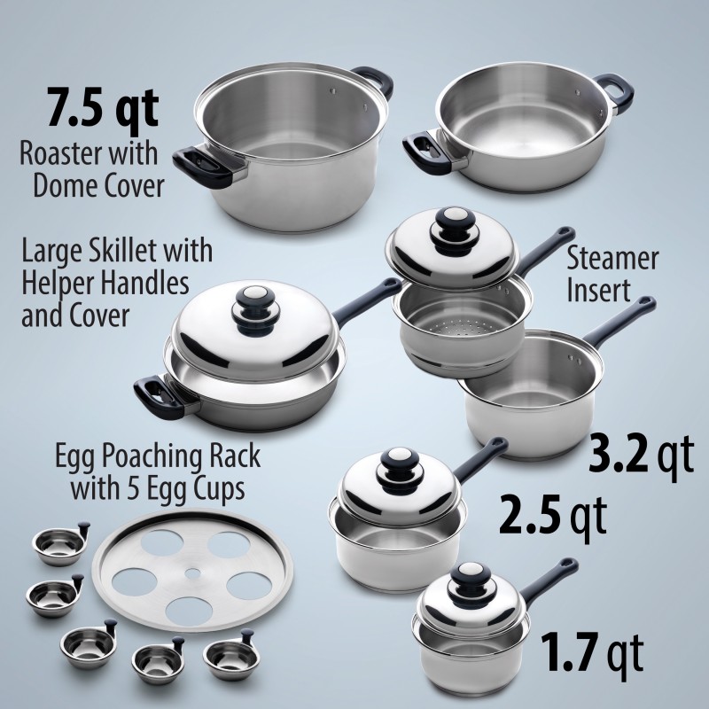 Stainless Steel Cookware Set, 17 Pieces, 1 - Metro Market