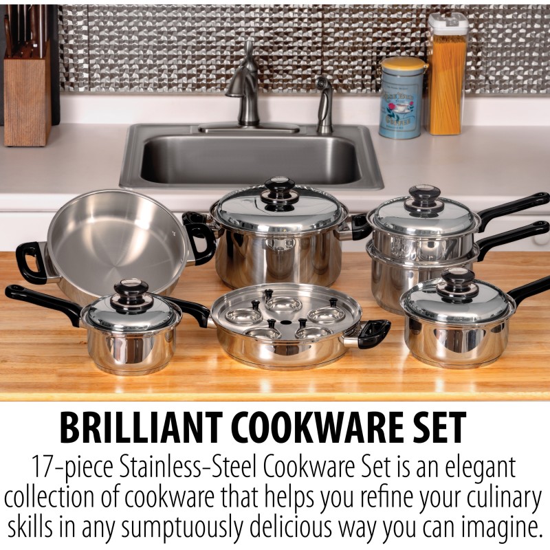 17pc Stainless Steel Cookware Set