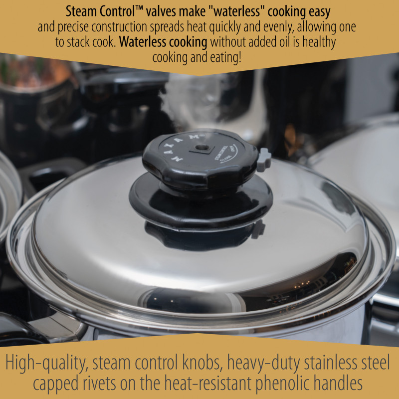 17pc Stacking Cookware Set with Foldable Knobs - Stackable Pots