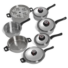 7-Ply Steam Control 17pc T304 Stainless Steel Cookware Set 