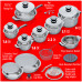 28pc 12-Element High-Quality, Heavy-Gauge Stainless Steel Cookware Set