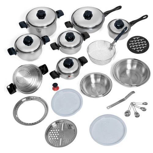 Chef's Secret 28pc 12-Element T304 Stainless Steel Cookware Set