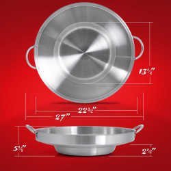 Large Mexican Style 22" Wok made of Stainless Steel