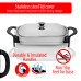 16-Inch Electric Skillet - Rectangular Stainless-Steel Pan with Cover