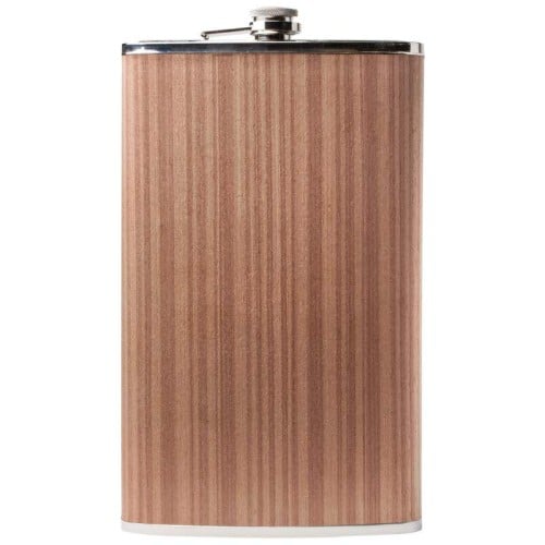 64 oz Stainless Steel Flask with Wood Wrap