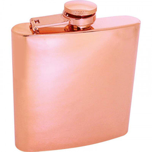 6 oz Copper-Tone Plated Stainless Steel Flask with Screw Down Cap