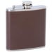 Maxam 6oz Stainless Steel Screw-Down Cap Flask with Brown Leather Wrap