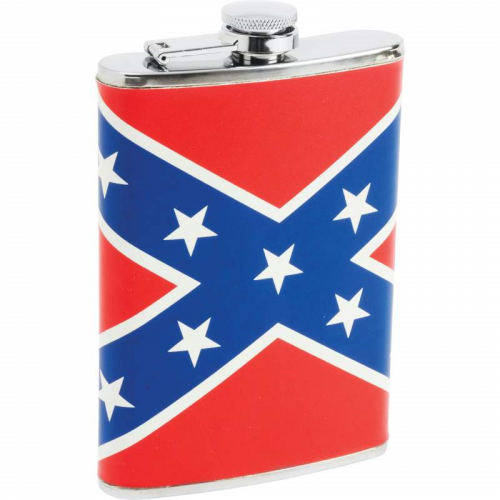 Maxam 8oz Stainless Steel Flask with Rebel Flag Wrap