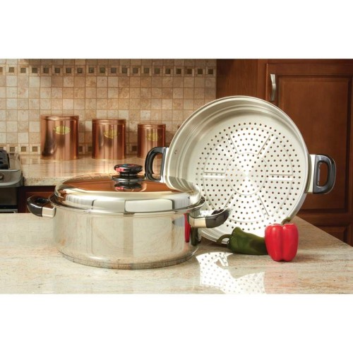 T304 Stainless Steel Over Sized Skillet, Steamer and Cover