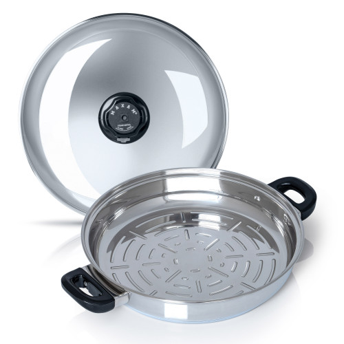 Stainless Steel 13 Inch Grill Pan with Cover and Sear Ridges - KTGP1MX