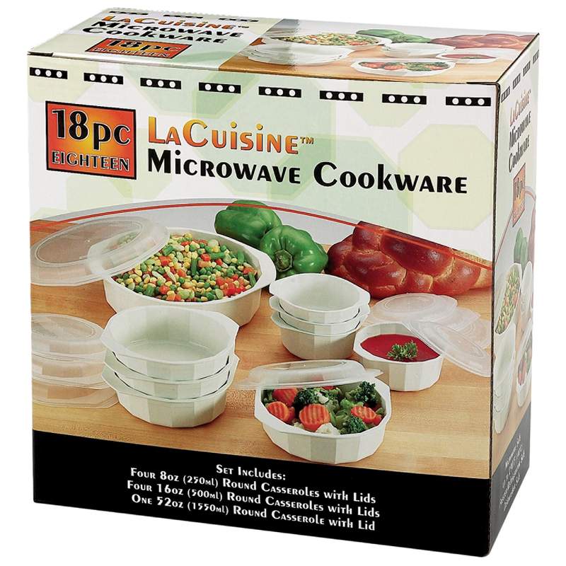 LaCuisine 18pc Microwave Cookware Set Refrigerator and Dishwasher Safe