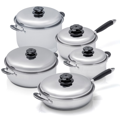 Waterless Cookware Set, Stainless-Steel with Heat Resistant Handles