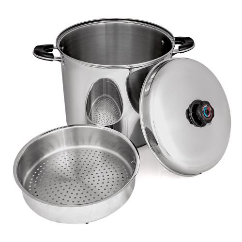 Maxam 30 Quart Stock Pot Set - Waterless Cooking & High Heat-Retention 