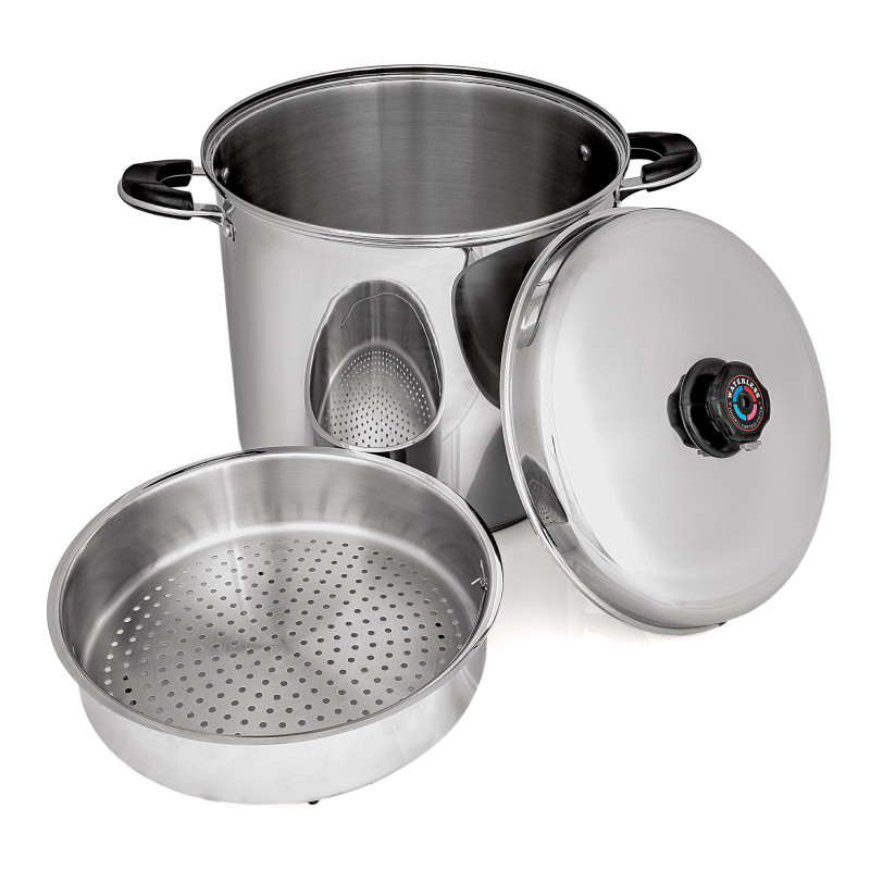 Maxam 30 Quart Stock Pot Set - Waterless Cooking & High Heat